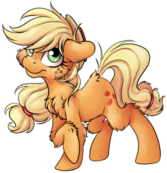 Size: 4652x4807 | Tagged: safe, artist:cutepencilcase, imported from derpibooru, applejack, earth pony, pony, absurd resolution, chest fluff, female, fluffy, freckles, mare, simple background, solo, transparent background