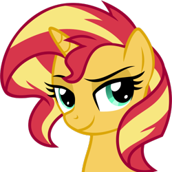 Size: 500x500 | Tagged: safe, artist:the smiling pony, imported from derpibooru, sunset shimmer, pony, unicorn, derpibooru, .svg available, derpibooru badge, female, meta, simple background, smiling, solo, svg, transparent background, vector