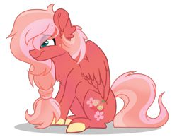 Size: 1938x1505 | Tagged: safe, artist:marielle5breda, imported from derpibooru, oc, oc only, pegasus, pony, female, mare, offspring, parent:big macintosh, parent:fluttershy, parents:fluttermac, simple background, sitting, solo, transparent background