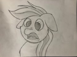 Size: 540x405 | Tagged: safe, artist:nightchaser, imported from derpibooru, rainbow dash, female, floppy ears, shocked expression, sketch, solo, traditional art