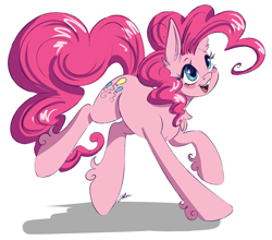 Size: 3479x3066 | Tagged: safe, artist:faline-art, imported from derpibooru, pinkie pie, earth pony, pony, blushing, cute, diapinkes, female, happy, high res, simple background, solo, white background