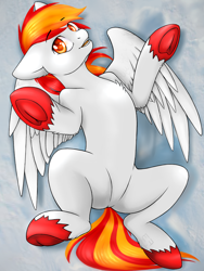 Size: 1200x1600 | Tagged: safe, artist:tokokami, imported from derpibooru, oc, oc only, oc:flamerunner, pegasus, pony, solo, underhoof, ych result