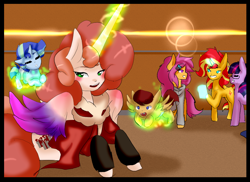 Size: 1100x800 | Tagged: safe, artist:darkageequestia, artist:little-tweenframes, deleted from derpibooru, imported from derpibooru, sci-twi, scootaloo, sunset shimmer, twilight sparkle, oc, oc:joyous gift, oc:lightning blitz, oc:sparkling sapphire, pegasus, pony, unicorn, comic:ask motherly scootaloo, series:sciset diary, equestria girls, alternate universe, baby, baby pony, clothes, collaboration, colt, crossover, female, glasses, hairpin, lesbian, magic, magical lesbian spawn, male, motherly scootaloo, offspring, older, older scootaloo, parent:rain catcher, parent:sci-twi, parent:scootaloo, parent:sunset shimmer, parents:catcherloo, parents:scitwishimmer, present, scitwishimmer, shipping, sunsetsparkle, sweatshirt, telekinesis