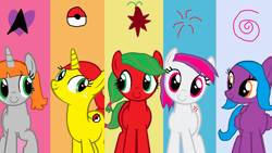 Size: 1366x768 | Tagged: safe, artist:lunar-salvation, artist:nightshadowmlp, imported from derpibooru, oc, oc only, oc:appleflare, oc:firework blast, oc:game point, oc:night shadow, oc:wysteria sky, base used