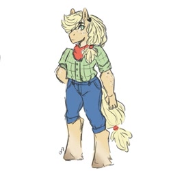 Size: 575x575 | Tagged: safe, artist:last-star-oc, imported from derpibooru, applejack, anthro, earth pony, unguligrade anthro, female, solo