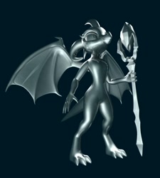 Size: 1800x2000 | Tagged: safe, artist:argos90, imported from derpibooru, princess ember, dragon, 3d, bloodstone scepter, dragoness, female, metal, solo, standing up, statue