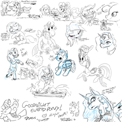 Size: 3200x3200 | Tagged: safe, artist:dilarus, artist:jessi_lionheart, deleted from derpibooru, imported from derpibooru, apple bloom, dj pon-3, fluttershy, nightmare moon, pinkie pie, princess luna, rainbow dash, rarity, scootaloo, sweetie belle, trixie, twilight sparkle, vinyl scratch, oc, alicorn, earth pony, pegasus, pony, unicorn, bipedal, bipedal leaning, boop, chains, collaboration, cutie mark crusaders, derp, derplight sparkle, devil horns, dialogue, disembodied hand, disgusted, doodle, drawpile, exclamation point, faic, female, filly, flying, food, hand, hoof hold, leaning, mare, meme, music notes, necktie, open mouth, partial color, pea, prehensile mane, raised hoof, scootaderp, scootaloo can fly, simple background, sitting, sketch, sketch dump, special eyes, tongue out, toothbrush, turntable, twilight sparkle (alicorn), white background