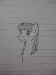 Size: 3240x4320 | Tagged: safe, artist:thr3eguess3s, imported from derpibooru, maud pie, earth pony, pony, black and white, bust, female, grayscale, high res, lined paper, monochrome, portrait, solo, traditional art