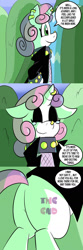 Size: 576x1728 | Tagged: safe, artist:pembroke, imported from derpibooru, sweetie belle, pony, unicorn, butt, comic, meanie belle, plot, sweetie butt