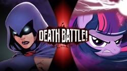 Size: 1200x675 | Tagged: safe, artist:godoffury, imported from derpibooru, twilight sparkle, alicorn, death battle, death battle!: raven vs twilight sparkle, exploitable meme, meme, raven (dc comics), raven (teen titans), tara strong, twilight sparkle (alicorn), voice actor joke