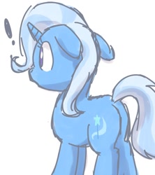 Size: 800x900 | Tagged: safe, artist:yosixi, imported from derpibooru, trixie, pony, unicorn, butt, exclamation point, female, floppy ears, mare, plot, simple background, solo, white background