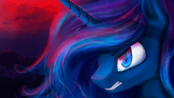 Size: 4000x2250 | Tagged: safe, artist:1deathpony1, imported from derpibooru, princess luna, alicorn, pony, angry, female, horn, mare, princess, royalty, solo
