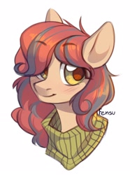 Size: 1605x2160 | Tagged: safe, artist:fensu-san, imported from derpibooru, oc, oc only, pony, bust, clothes, female, mare, portrait, simple background, solo, white background