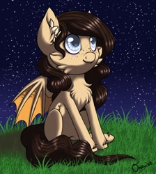 Size: 846x945 | Tagged: safe, artist:ombraniwolf, imported from derpibooru, oc, oc only, oc:autumn quail, pony, fluffy, grass, night, outdoors