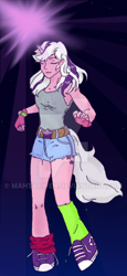 Size: 400x866 | Tagged: safe, artist:mahtarwen, imported from derpibooru, twilight, human, 80s, clothes, converse, female, g1, horned humanization, humanized, pony coloring, shoes, solo, tailed humanization, tanktop, watermark