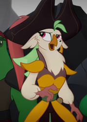 Size: 574x803 | Tagged: safe, imported from derpibooru, screencap, captain celaeno, anthro, my little pony: the movie, cropped, ear piercing, earring, female, hat, jewelry, piercing, pirate hat