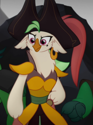 Size: 596x803 | Tagged: safe, imported from derpibooru, screencap, captain celaeno, anthro, my little pony: the movie, cropped, ear piercing, earring, female, hat, jewelry, piercing, pirate hat