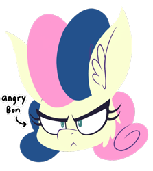 Size: 656x736 | Tagged: safe, artist:dragonpone, derpibooru exclusive, imported from derpibooru, bon bon, sweetie drops, earth pony, pony, >:<, angry, bon bon is not amused, bust, cheek fluff, ear fluff, female, frown, mare, portrait, simple background, solo, transparent background, unamused