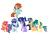 Size: 1840x1360 | Tagged: dead source, safe, artist:rainbows-skies, artist:thesmall-artist, imported from derpibooru, oc, oc only, oc:apple shield, oc:butterfly, oc:colour sparkling, oc:fashion favor, oc:rainbow sun, oc:sweet sun, earth pony, pegasus, pony, unicorn, female, interspecies offspring, magical lesbian spawn, mare, offspring, parent:applejack, parent:fluttershy, parent:party favor, parent:pharynx, parent:pinkie pie, parent:rainbow dash, parent:rarity, parent:shining armor, parent:sunset shimmer, parent:twilight sparkle, parents:partity, parents:shiningjack, parents:sunsetpie, parents:twidash, simple background, transparent background