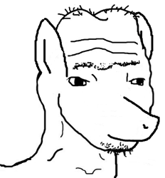 Size: 406x438 | Tagged: safe, artist:anonymous, imported from derpibooru, pony, /mlp/, 4chan, brainlet, meme, monochrome, ponified, wojak