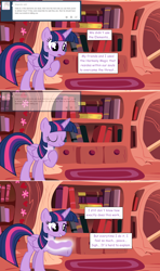 Size: 1280x2168 | Tagged: safe, artist:hakunohamikage, imported from derpibooru, twilight sparkle, alicorn, pony, ask-princesssparkle, ask, female, golden oaks library, magic, solo, tumblr, twilight sparkle (alicorn)