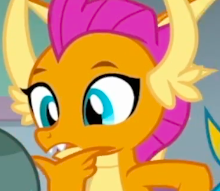 Size: 220x191 | Tagged: safe, imported from derpibooru, screencap, gallus, smolder, dragon, school daze, cropped, friendship always wins, offscreen character, pondering, solo focus, thinking