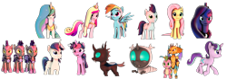 Size: 13664x4784 | Tagged: safe, artist:goatcanon, imported from derpibooru, fluttershy, princess cadance, princess celestia, princess ember, princess luna, rainbow dash, shining armor, soarin', spike, starlight glimmer, thorax, twilight sparkle, bat pony, changeling, changeling larva, dragon, pony, 3d, absurd resolution, dragoness, female, night guard, simple background, star wars, transparent background, vector