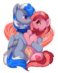 Size: 2000x2500 | Tagged: safe, artist:lispp, imported from derpibooru, oc, oc only, pony, commission, female, heart, looking at each other, male, mare, oc x oc, shipping, simple background, smiling, stallion, straight, white background, ych result