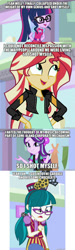 Size: 600x2000 | Tagged: safe, edit, edited screencap, imported from derpibooru, screencap, juniper montage, sci-twi, starlight glimmer, sunset shimmer, twilight sparkle, equestria girls, mirror magic, spoiler:eqg specials, brian griffin, ernest hemingway, family guy, image macro, kurt cobain, meme, mirror, vincent van gogh