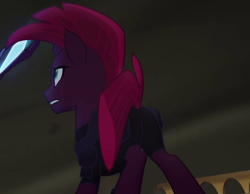 Size: 912x707 | Tagged: safe, imported from derpibooru, screencap, tempest shadow, my little pony: the movie, broken horn, butt, cropped, loyalty, plot, staff, staff of sacanas, windswept mane