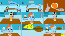 Size: 3873x2166 | Tagged: safe, artist:mellowbomb, imported from derpibooru, rainbow dash, oc, oc:closingrain, oc:doctor dexter wise, comic:calamity fateful, 1000 hours in ms paint, dialogue