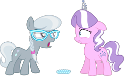 Size: 10442x6400 | Tagged: safe, artist:parclytaxel, edit, editor:slayerbvc, imported from derpibooru, vector edit, diamond tiara, silver spoon, earth pony, pony, crusaders of the lost mark, absurd resolution, female, filly, glasses, jewelry, necklace, nervous, simple background, transparent background, vector, yelling