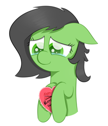 Size: 1500x1759 | Tagged: safe, artist:ether-star, imported from derpibooru, oc, oc only, oc:filly anon, pony, birthday, crying, female, filly, floppy ears, happy, happy birthday, holiday, mare, solo, tears of joy, valentine's day