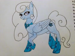 Size: 4608x3456 | Tagged: safe, artist:penguin_lover89, derpibooru exclusive, imported from derpibooru, oc, oc only, oc:sapphire, pony, colored pencil drawing, female, solo, traditional art, winter