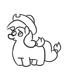 Size: 444x444 | Tagged: safe, artist:jargon scott, imported from derpibooru, applejack, earth pony, pony, animated, black and white, cowboy hat, female, gif, grayscale, hat, mare, monochrome, simple background, solo, stetson, white background