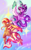 Size: 1200x1950 | Tagged: safe, artist:candychameleon, imported from derpibooru, starlight glimmer, sunset shimmer, alicorn, pony, alicornified, altered cutie mark, chest fluff, cloven hooves, colored wings, colored wingtips, curved horn, duo, horn, race swap, shimmercorn, smiling, starlicorn, stars, unshorn fetlocks, xk-class end-of-the-world scenario