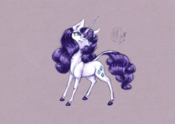 Size: 2523x1786 | Tagged: safe, artist:kimsteinandother, imported from derpibooru, rarity, pony, female, leonine tail, simple background, solo