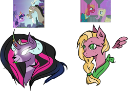 Size: 1604x1145 | Tagged: safe, artist:quartziie, imported from derpibooru, big macintosh, discord, fluttershy, twilight sparkle, oc, alicorn, draconequus, hybrid, pegasus, pony, bust, crown, curved horn, discolight, draconequus oc, female, floating wings, fluttermac, freckles, glowing eyes, interspecies offspring, jewelry, male, mare, neckerchief, offspring, parent:big macintosh, parent:discord, parent:fluttershy, parent:twilight sparkle, parents:discolight, parents:fluttermac, regalia, shipping, simple background, straight, tongue out, transparent background, twilight sparkle (alicorn)