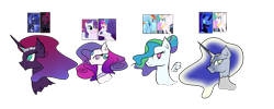 Size: 5000x2000 | Tagged: safe, artist:quartziie, imported from derpibooru, nightmare moon, princess celestia, princess luna, queen novo, rainbow dash, rarity, tempest shadow, seapony (g4), my little pony: the movie, bust, celestimoon, dashlestia, ethereal mane, female, floating wings, incest, lesbian, magical lesbian spawn, mare, mooncest, offspring, parent:nightmare moon, parent:princess celestia, parent:princess luna, parent:queen novo, parent:rainbow dash, parent:rarity, parent:tempest shadow, parents:celestimoon, parents:dashlestia, parents:mooncest, parents:rarinovo, parents:tempestluna, product of incest, rarinovo, shipping, simple background, tempestluna, transparent background