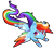 Size: 807x750 | Tagged: safe, artist:fuyusfox, imported from derpibooru, rainbow dash, pony, chibi, colored wings, colored wingtips, female, flying, rainbow power, simple background, solo, transparent background, watermark