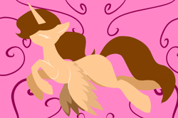 Size: 1218x810 | Tagged: safe, artist:chelseawest, imported from derpibooru, oc, oc only, oc:aurora, alicorn, pony, eyes closed, female, flying, hooves, horn, lineless, mare, minimalist, modern art, solo, wings