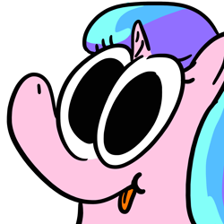 Size: 2000x2000 | Tagged: safe, artist:teletom, imported from derpibooru, oc, oc only, oc:flora, unicorn, :p, avatar, big eyes, cartoon, cute, profile picture, silly, tongue out