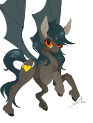 Size: 3000x4000 | Tagged: safe, artist:slimeprnicess, imported from derpibooru, oc, oc only, oc:speck, bat pony, flying, solo