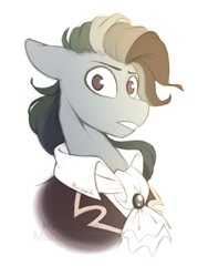 Size: 1024x1365 | Tagged: safe, artist:aphelionmars, imported from derpibooru, rainbow dash, pony, the count of monte rainbow, alternate hairstyle, clothes, edmond dantes, female, i know those eyes, musical, rainbow dantes, signature, solo, the count of monte cristo, this man is dead