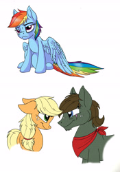 Size: 4620x6582 | Tagged: safe, artist:celestial-rainstorm, imported from derpibooru, applejack, rainbow dash, oc, oc:ash bark, pony, absurd resolution, canon x oc, female, male, parent:burnt oak, pregnant, straight