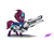 Size: 3000x2200 | Tagged: safe, artist:starlightglummer, imported from derpibooru, tempest shadow, pony, unicorn, my little pony: the movie, armor, broken horn, crossover, eye scar, female, glowing horn, gun, magic, overwatch, scar, simple background, solo, weapon, white background, zarya