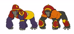 Size: 2800x1302 | Tagged: safe, artist:feroxultrus, imported from derpibooru, ape, gorilla, armor, conscript, fanfic, fanfic art, frown, gauntlet, officer, soldier, traditional dress, warrior