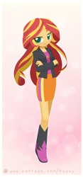 Size: 466x997 | Tagged: safe, artist:howxu, imported from derpibooru, sunset shimmer, equestria girls, cropped, cute, patreon, shimmerbetes, simple background, solo