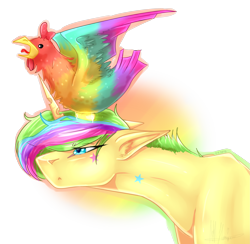 Size: 3185x3105 | Tagged: safe, artist:lastaimin, imported from derpibooru, oc, oc only, oc:twin star, chicken, pony, unicorn, high res, male, simple background, solo, stallion, transparent background