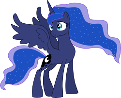 Size: 6034x4881 | Tagged: safe, artist:illumnious, edit, editor:slayerbvc, imported from derpibooru, vector edit, princess luna, alicorn, .ai available, absurd resolution, accessory-less edit, barehoof, female, mare, missing accessory, simple background, smiling, solo, spread wings, transparent background, vector, wings